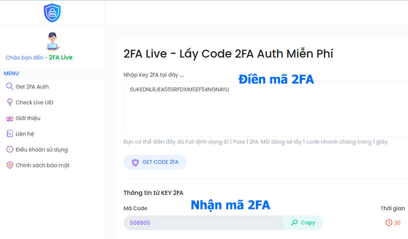 Hướng dẫn lấy mã 2FA